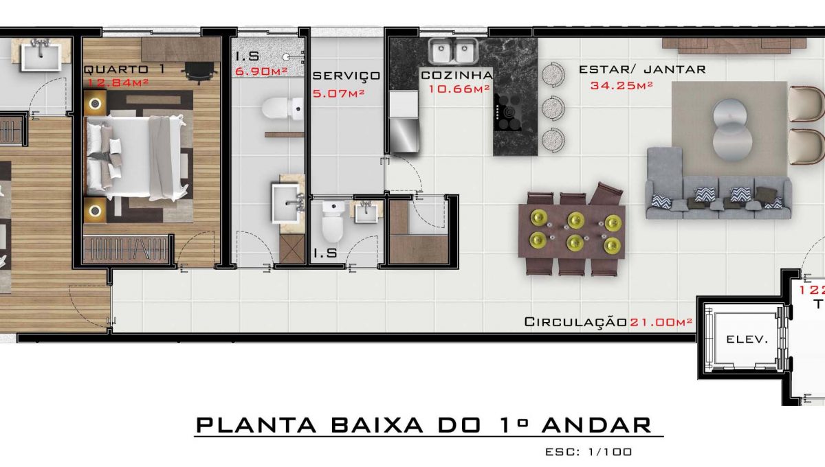T2 Planta 1º Andar Dir